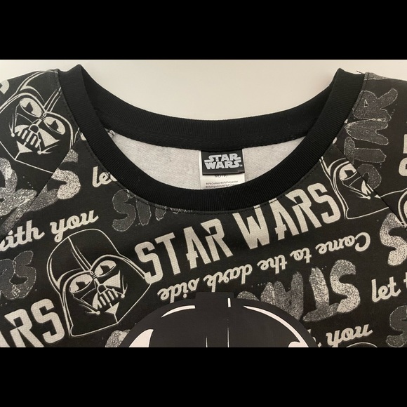 Star Wars Junior Size Medium 7/9 Pull Over Sweatshirt Darth Vader Wording - Picture 10 of 14